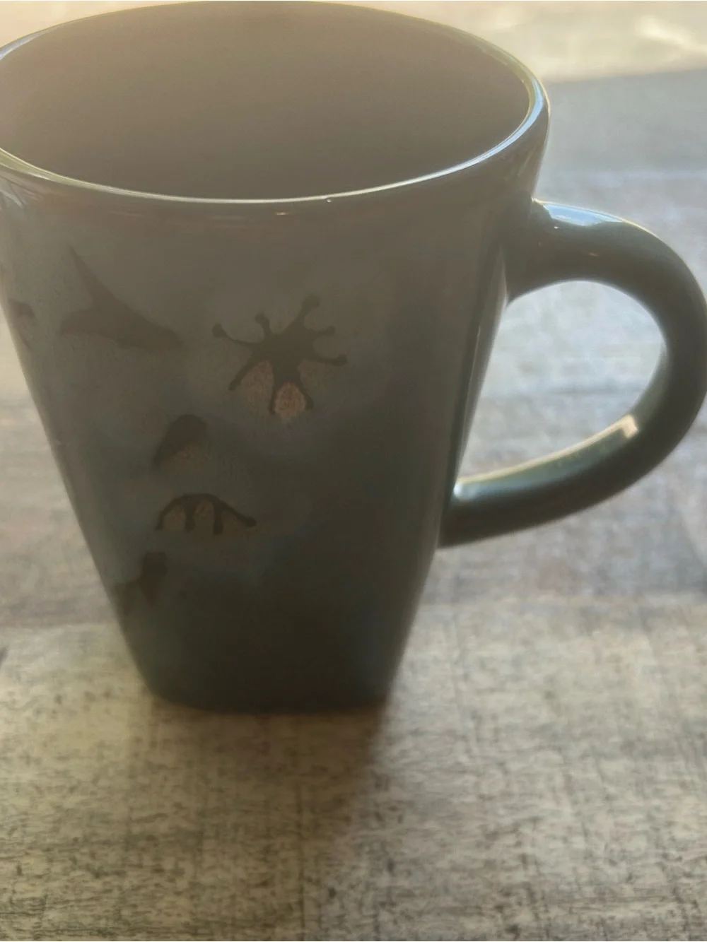 Pier 1 Grey Ceramic Mug with Subtle Gold Accents
